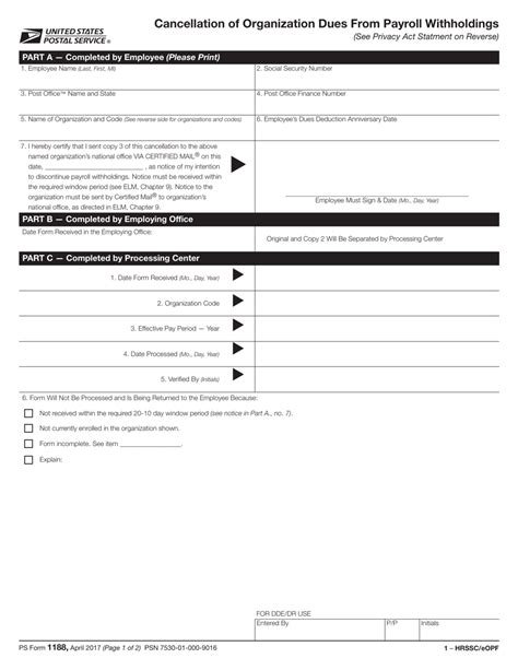 printable usps form 1188